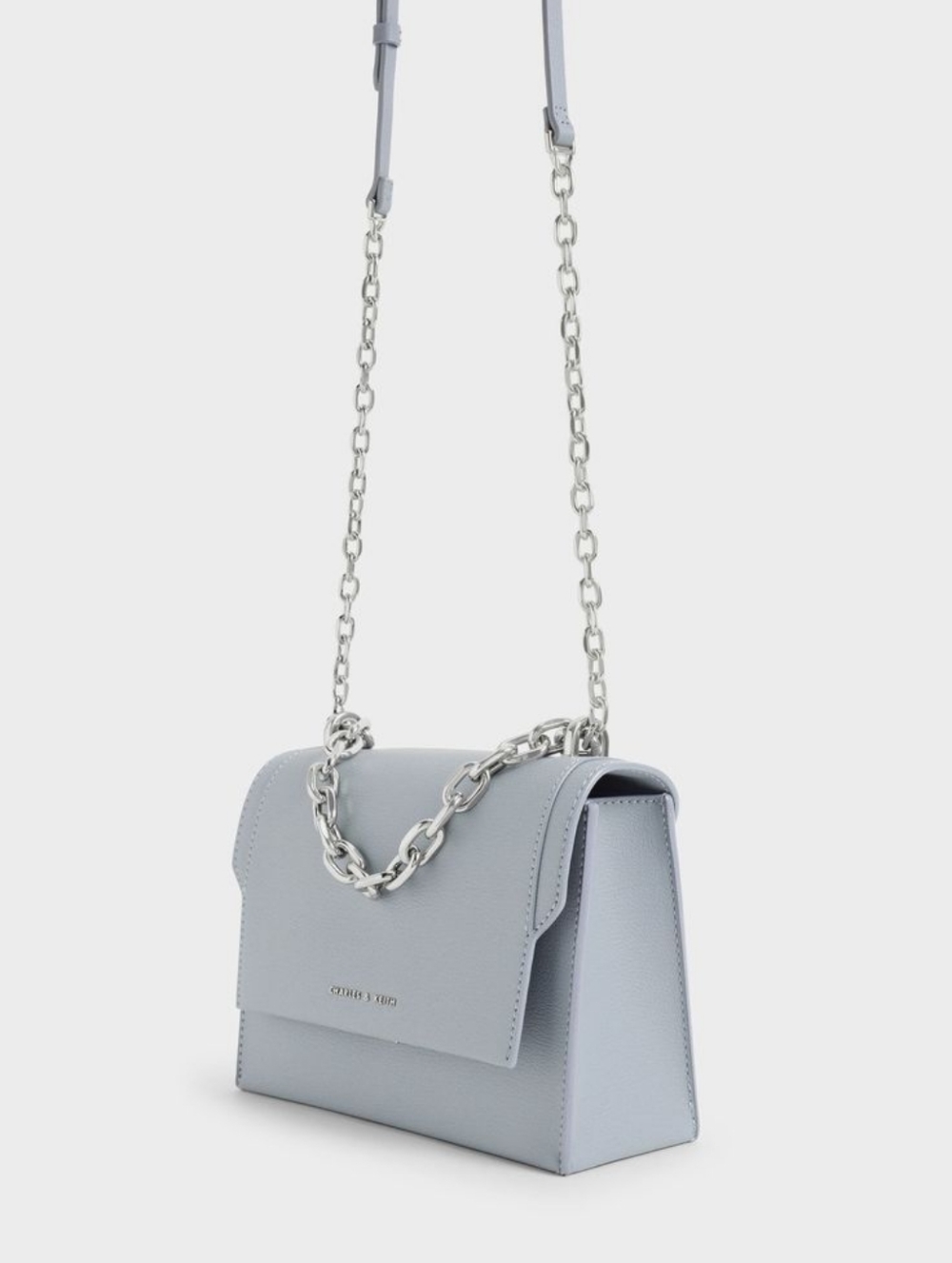 Charles & Keith Light Blue Brennan Chain-Detail Crossbody Bag